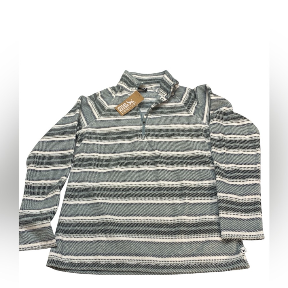 Eddie Bauer Plaid Quarter-Zip Pullover in Gray and White